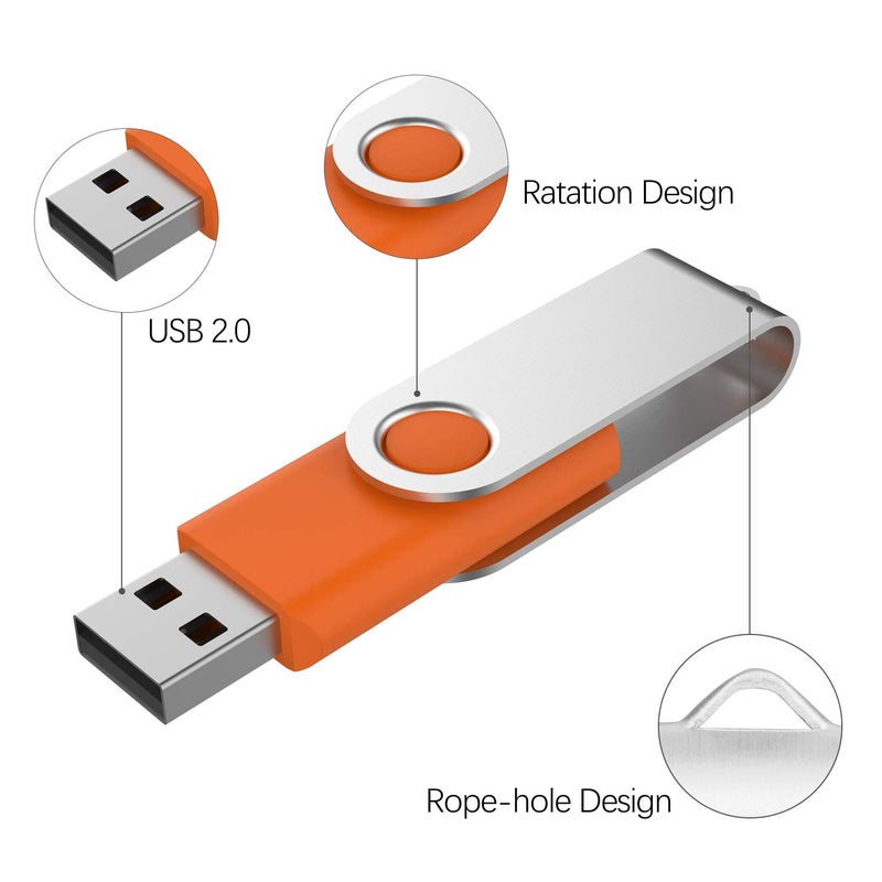 KOOTION 32 GB USB Flash Drive 32 gb Flash Drive 10 Pack Thumb Drive Memory Stick Pen Drive Keychain Design, Orange - Image 3